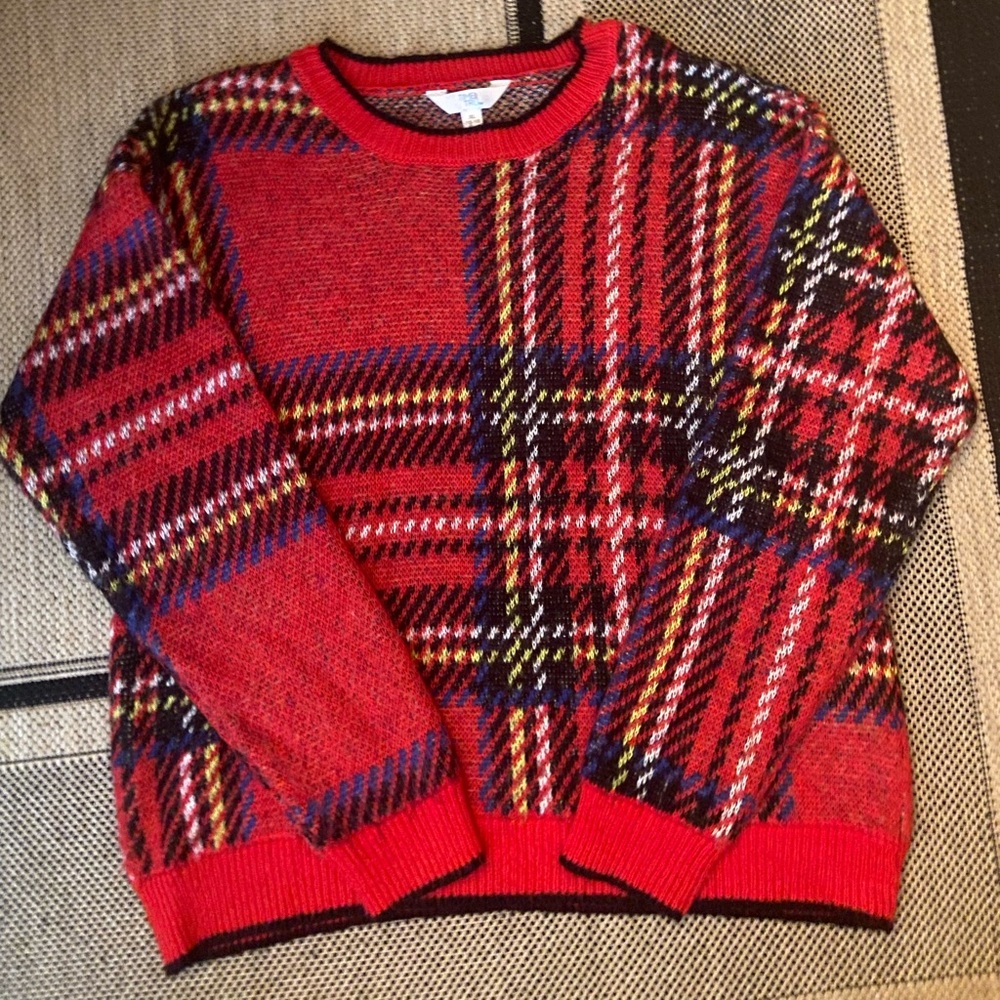 Time and Tru plaid woven sweater, Size XL